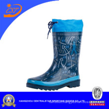 Hot Fashion Blue Rubber Rain Boots with Collar 66952